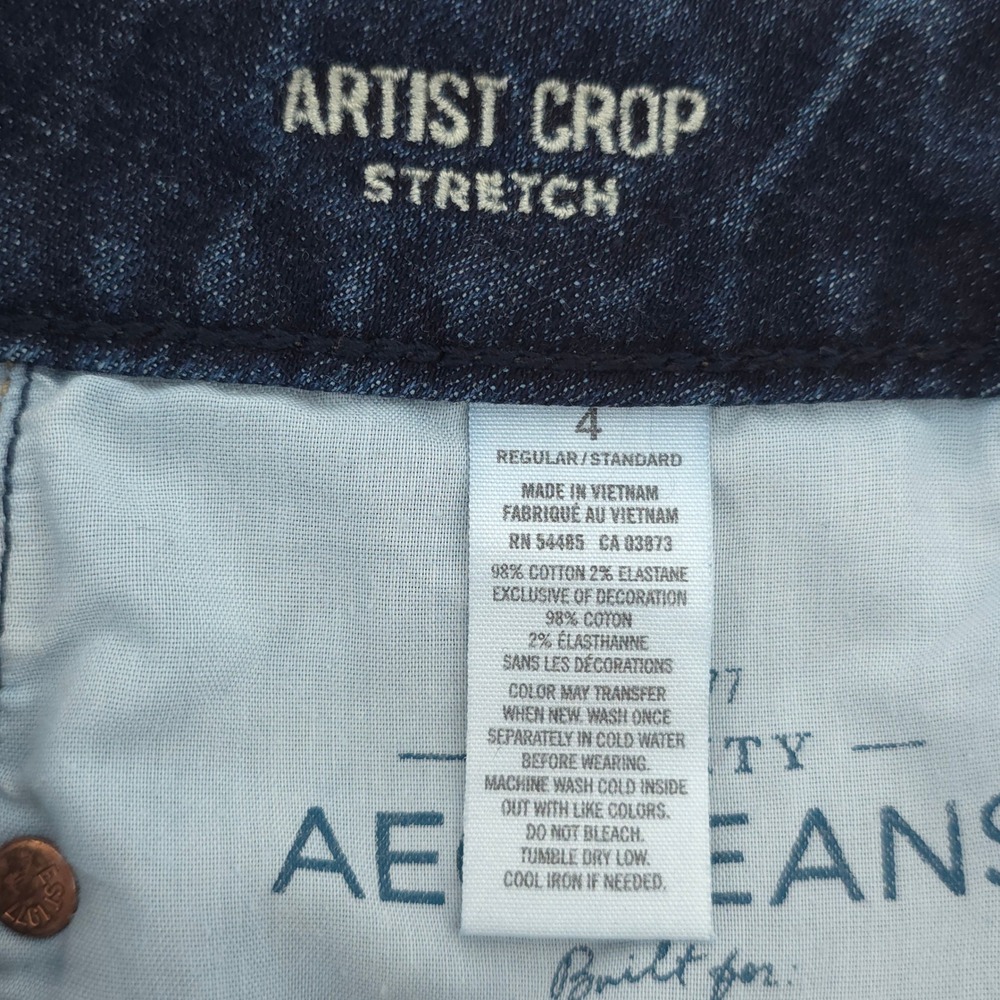 American Eagle Artist Crop Womens Jeans 4 Dark Blue Stretch Denim Casual - Picture 5 of 9